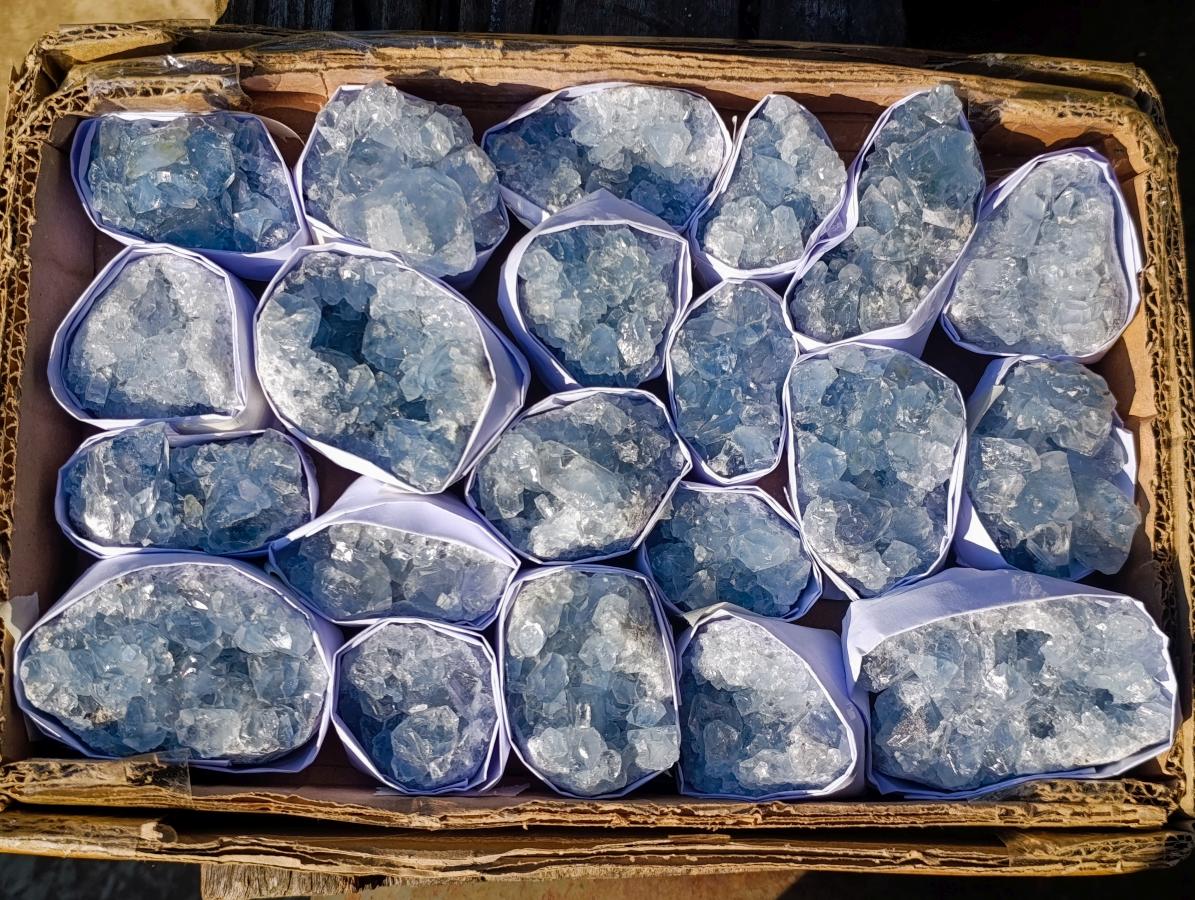 Natural Blue Celestite Specimens x 21 From Sakoany, Madagascar - Toprock Gemstones and Minerals 