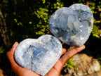 Polished Blue Celestite Hearts x 2 From Sakoany, Madagascar - Toprock Gemstones and Minerals 