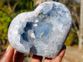 Polished Blue Celestite Hearts x 2 From Sakoany, Madagascar - Toprock Gemstones and Minerals 