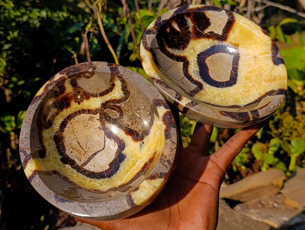 Polished Septerye Bowls x 2 From Mahajanga, Madagascar - Toprock Gemstones and Minerals 