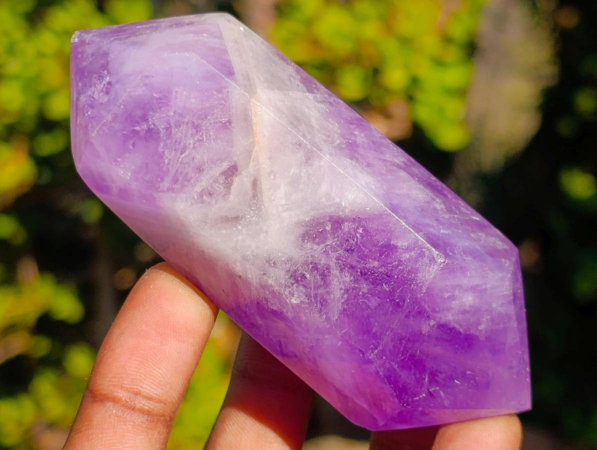 Polished Mixed Window Amethyst Crystals x 6 From Akansobe, Madagascar - Toprock Gemstones and Minerals 