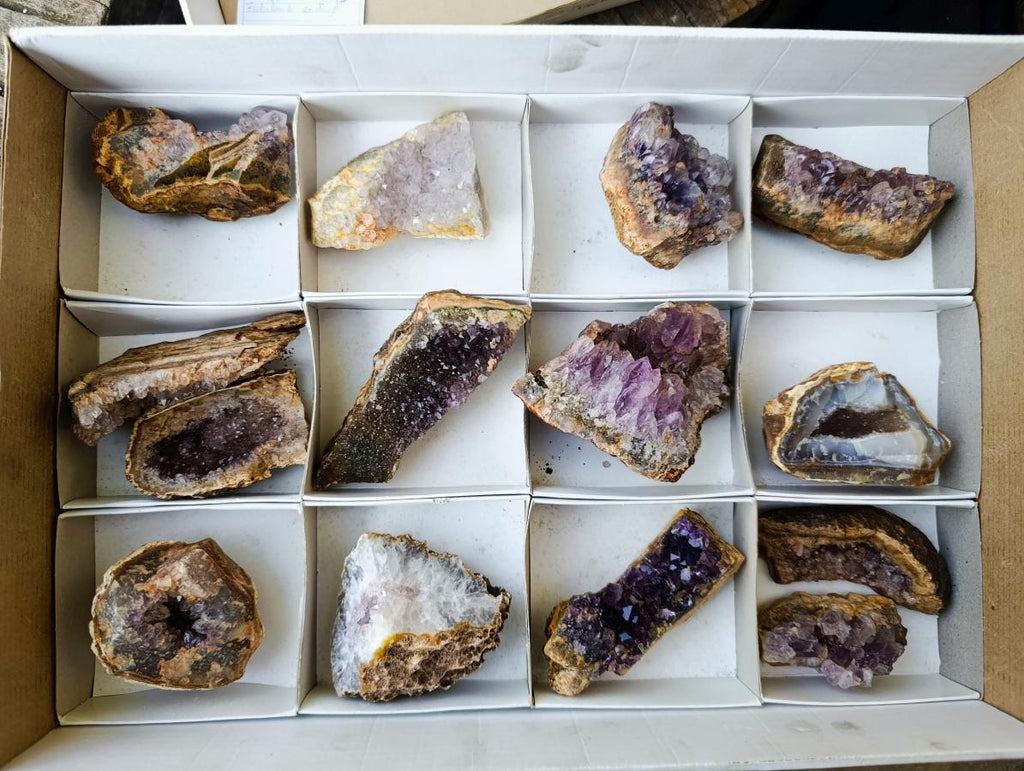 Natural Zululand Amethyst Agate Geodes x 14 From Jozini, South Africa - Toprock Gemstones and Minerals 