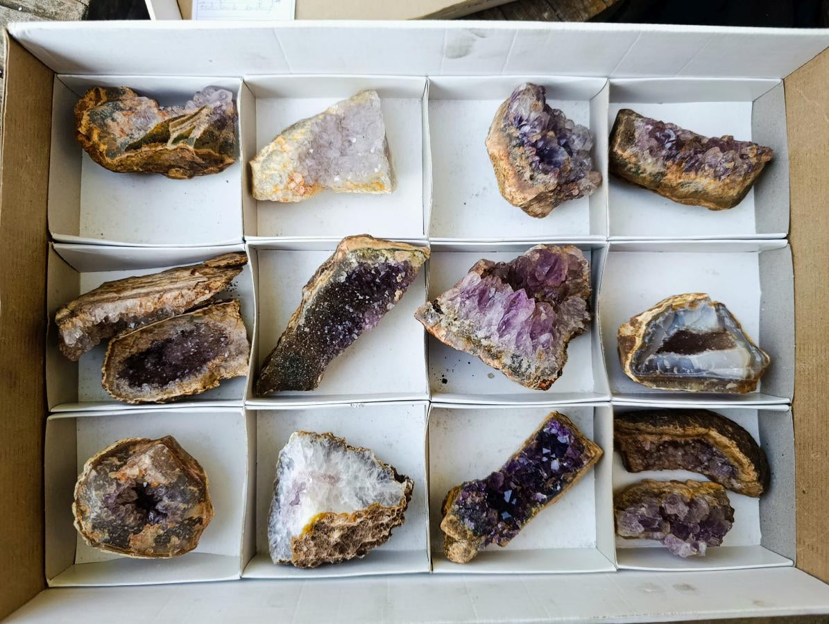 Natural Zululand Amethyst Agate Geodes x 14 From Jozini, South Africa - Toprock Gemstones and Minerals 