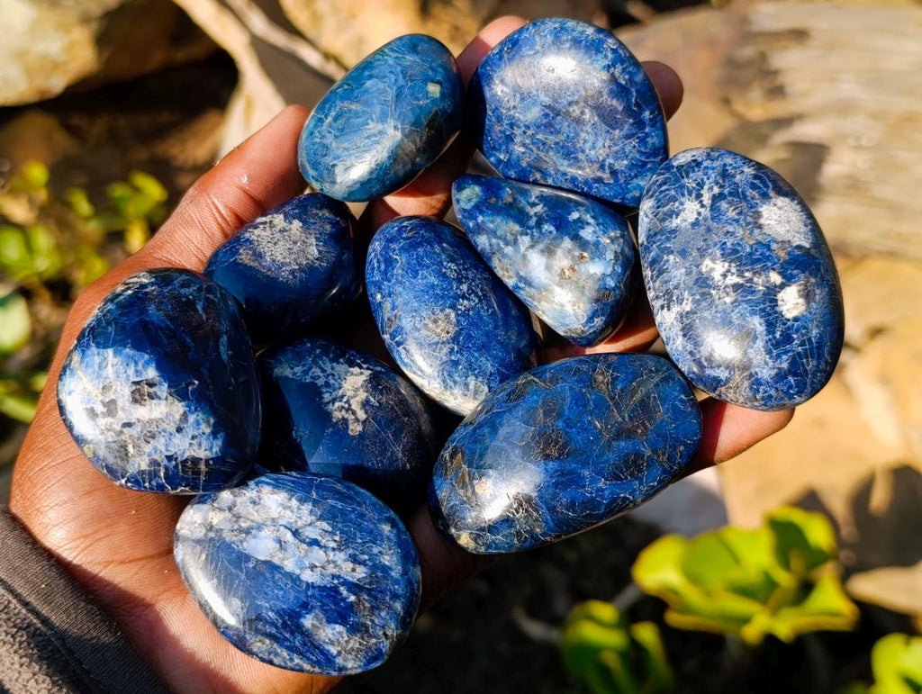 Polished Rare Dumortierite Galets x 24 From Madagascar - Toprock Gemstones and Minerals 