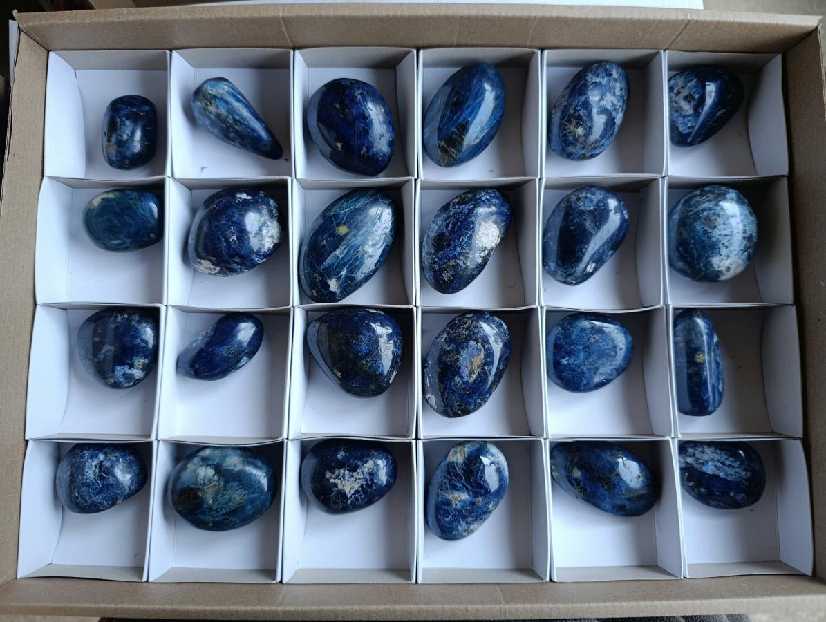 Polished Rare Dumortierite Galets x 24 From Madagascar - Toprock Gemstones and Minerals 
