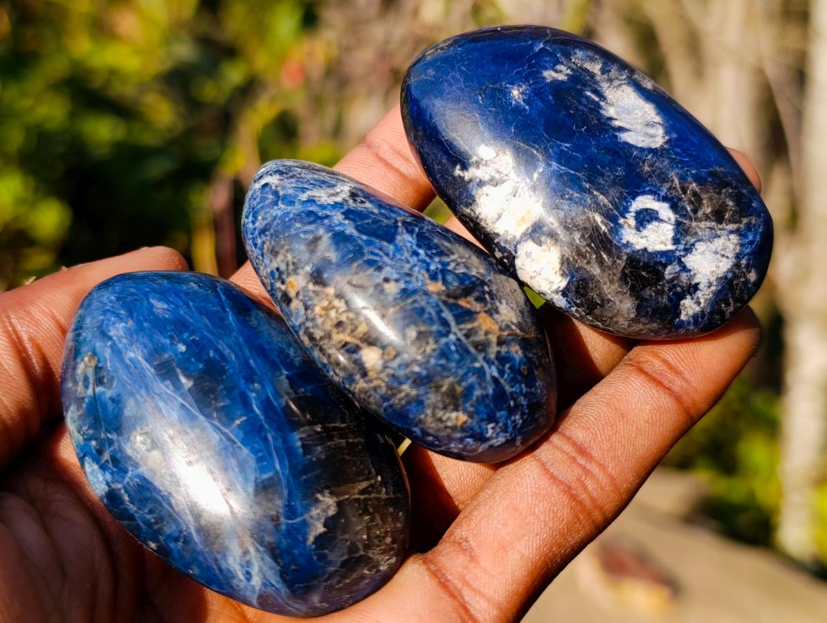 Polished Rare Dumortierite Galets x 24 From Madagascar - Toprock Gemstones and Minerals 