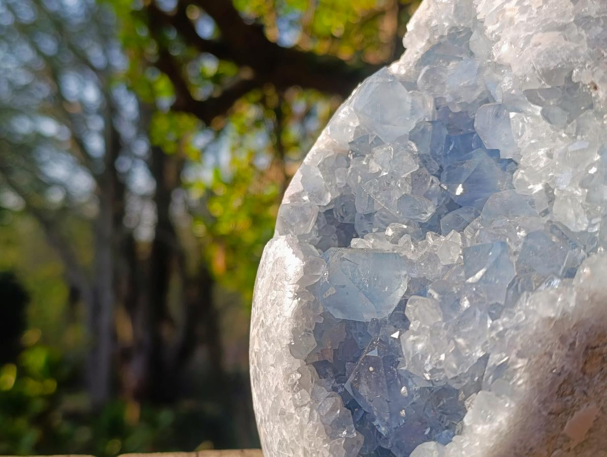 Polished Blue Celestite Standing Display Pieces x 1 From Sakoany, Madagascar - Toprock Gemstones and Minerals 