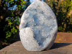 Polished Blue Celestite Standing Display Pieces x 1 From Sakoany, Madagascar - Toprock Gemstones and Minerals 