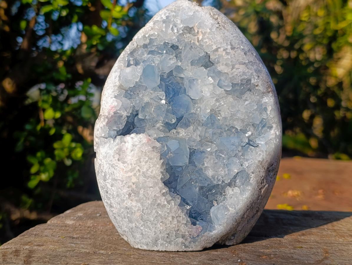 Polished Blue Celestite Standing Display Pieces x 1 From Sakoany, Madagascar - Toprock Gemstones and Minerals 