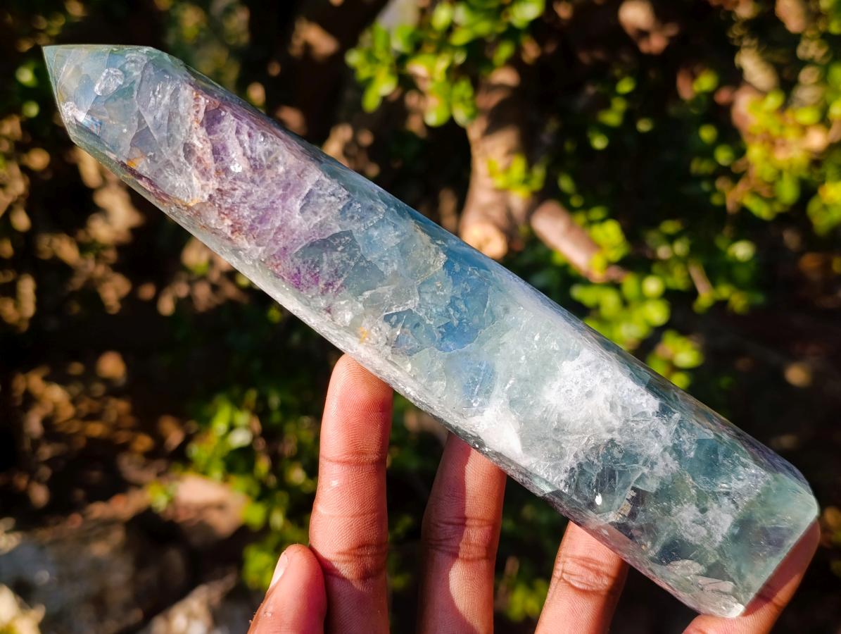 Polished Watermelon Fluorite Display Crystals x 3 From Uis, Namibia - Toprock Gemstones and Minerals 