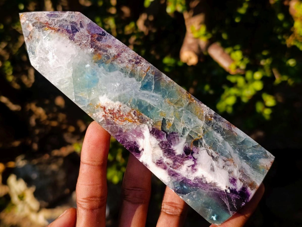 Polished Watermelon Fluorite Display Crystals x 3 From Uis, Namibia - Toprock Gemstones and Minerals 