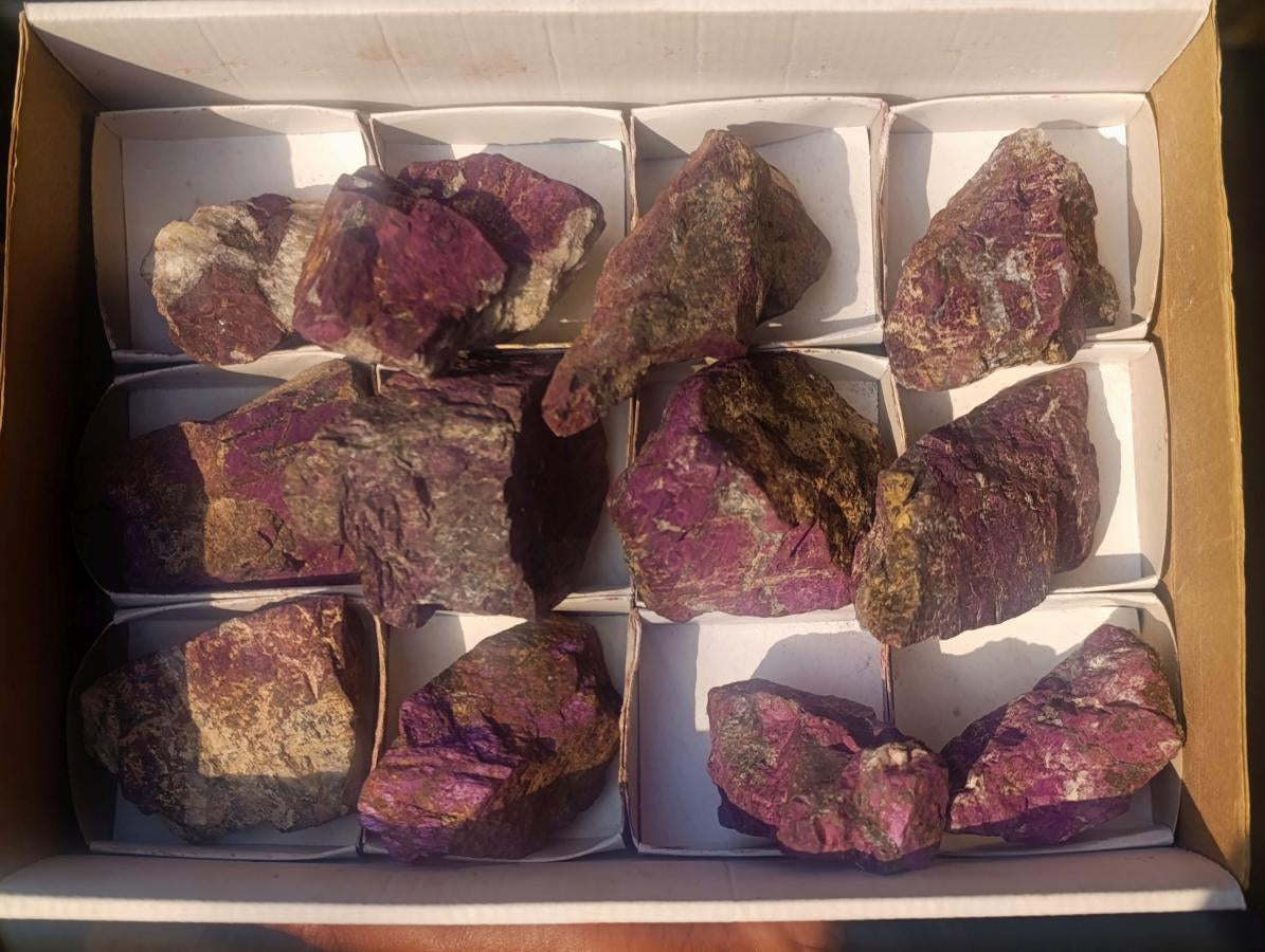 Natural Metallic Cobbed Purpurite Specimens x 12 From Erongo, Namibia - Toprock Gemstones and Minerals 