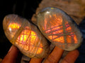 Polished Rare Purple Sunset Flash Labradorite Palm Stones x 12 From Madagascar - Toprock Gemstones and Minerals 