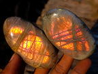 Polished Rare Purple Sunset Flash Labradorite Palm Stones x 12 From Madagascar - Toprock Gemstones and Minerals 
