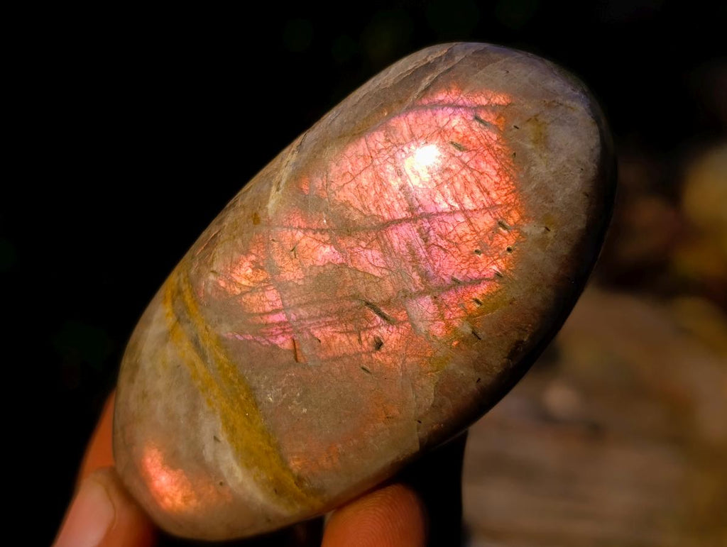 Polished Rare Purple Sunset Flash Labradorite Palm Stones x 12 From Madagascar - Toprock Gemstones and Minerals 