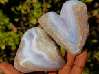Polished on One Side Blue Lace Agate Geodes x 12 From Nsanje, Malawi - Toprock Gemstones and Minerals 