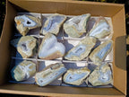 Polished on One Side Blue Lace Agate Geodes x 12 From Nsanje, Malawi - Toprock Gemstones and Minerals 