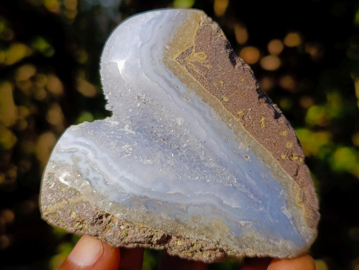 Polished on One Side Blue Lace Agate Geodes x 12 From Nsanje, Malawi - Toprock Gemstones and Minerals 