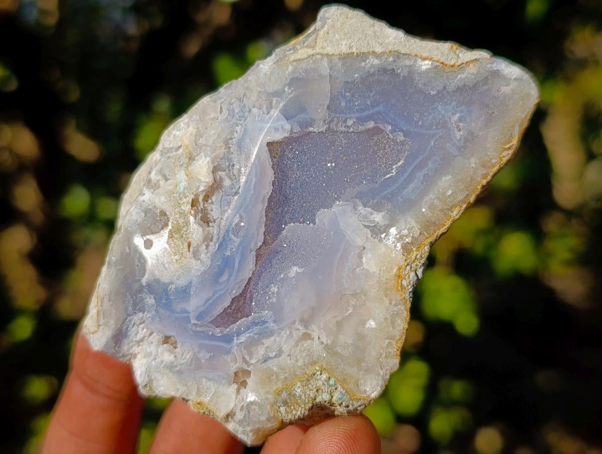 Polished on One Side Blue Lace Agate Geodes x 12 From Nsanje, Malawi - Toprock Gemstones and Minerals 