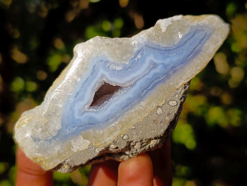 Polished on One Side Blue Lace Agate Geodes x 12 From Nsanje, Malawi - Toprock Gemstones and Minerals 