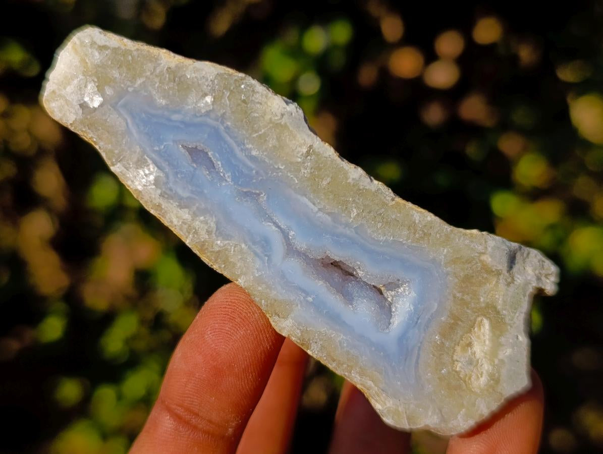 Polished on One Side Blue Lace Agate Geodes x 12 From Nsanje, Malawi - Toprock Gemstones and Minerals 