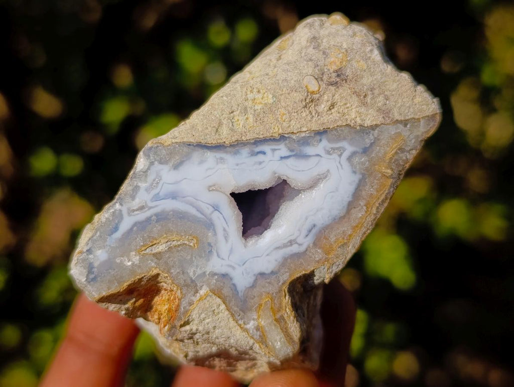 Polished on One Side Blue Lace Agate Geodes x 12 From Nsanje, Malawi - Toprock Gemstones and Minerals 