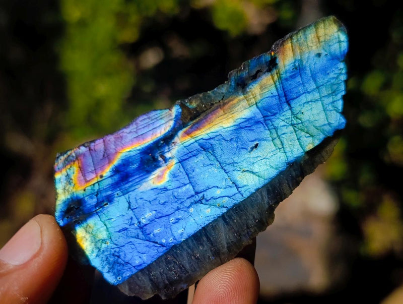 Polished on One Side Labradorite Slices x 35 From Madagascar - Toprock Gemstones and Minerals 