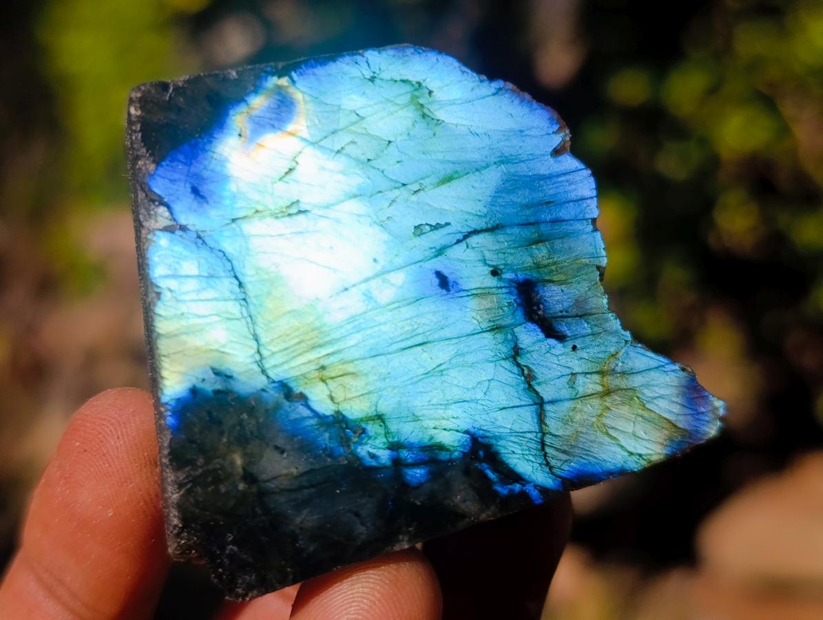 Polished on One Side Labradorite Slices x 35 From Madagascar - Toprock Gemstones and Minerals 