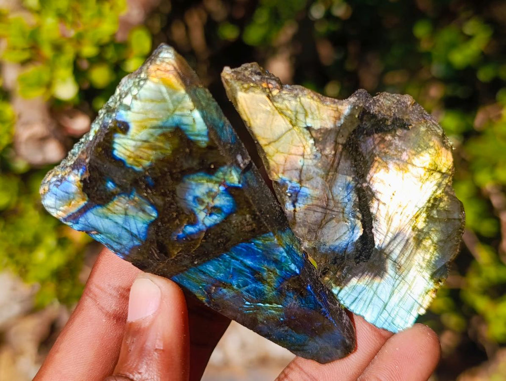 Polished on One Side Labradorite Slices x 35 From Madagascar - Toprock Gemstones and Minerals 