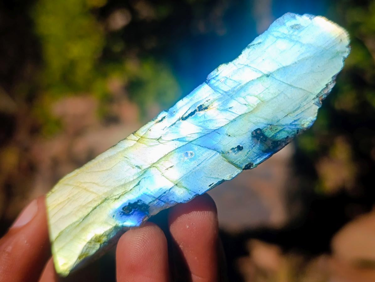 Polished on One Side Labradorite Slices x 35 From Madagascar - Toprock Gemstones and Minerals 