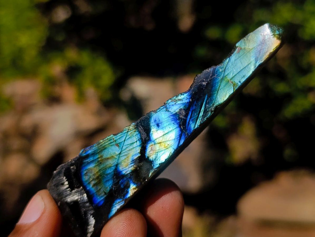 Polished on One Side Labradorite Slices x 35 From Madagascar - Toprock Gemstones and Minerals 
