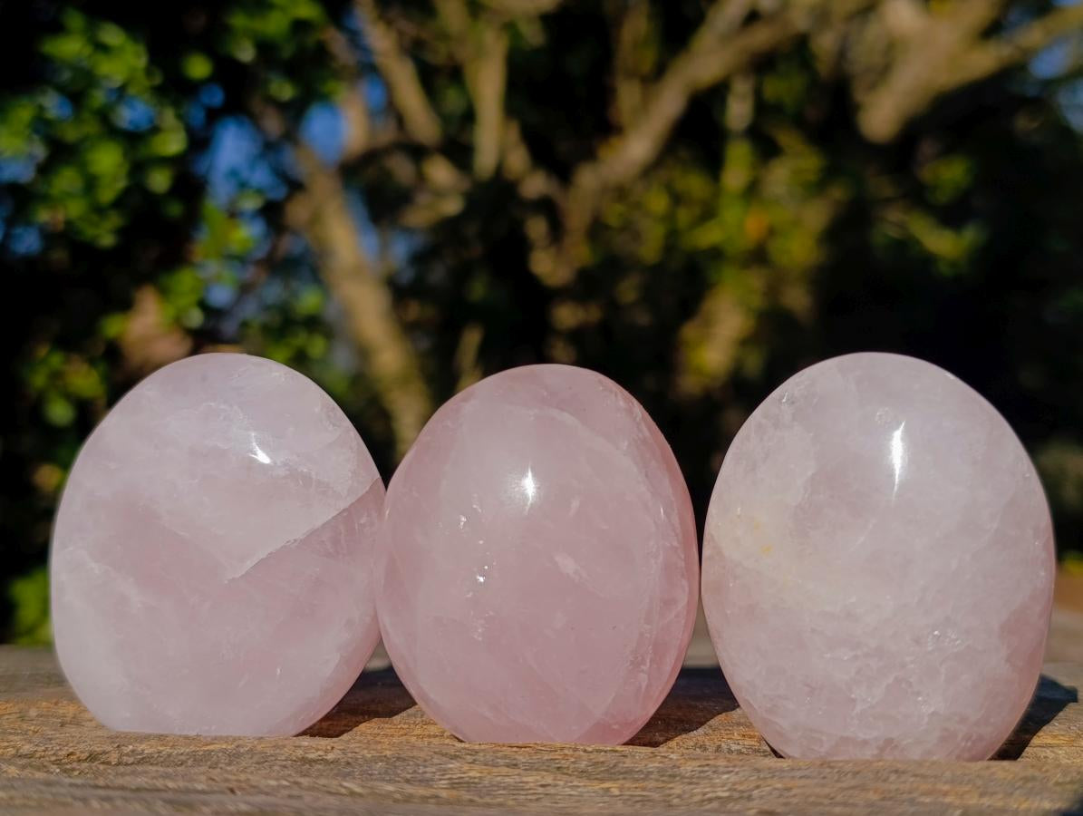 Polished Gemmy Rose Quartz Palm Stones x 29 From Madagascar - Toprock Gemstones and Minerals 