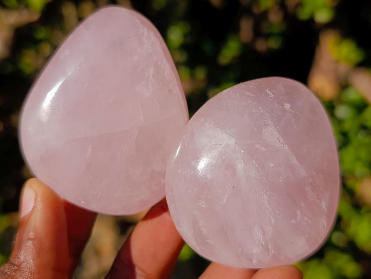 Polished Gemmy Rose Quartz Palm Stones x 29 From Madagascar - Toprock Gemstones and Minerals 