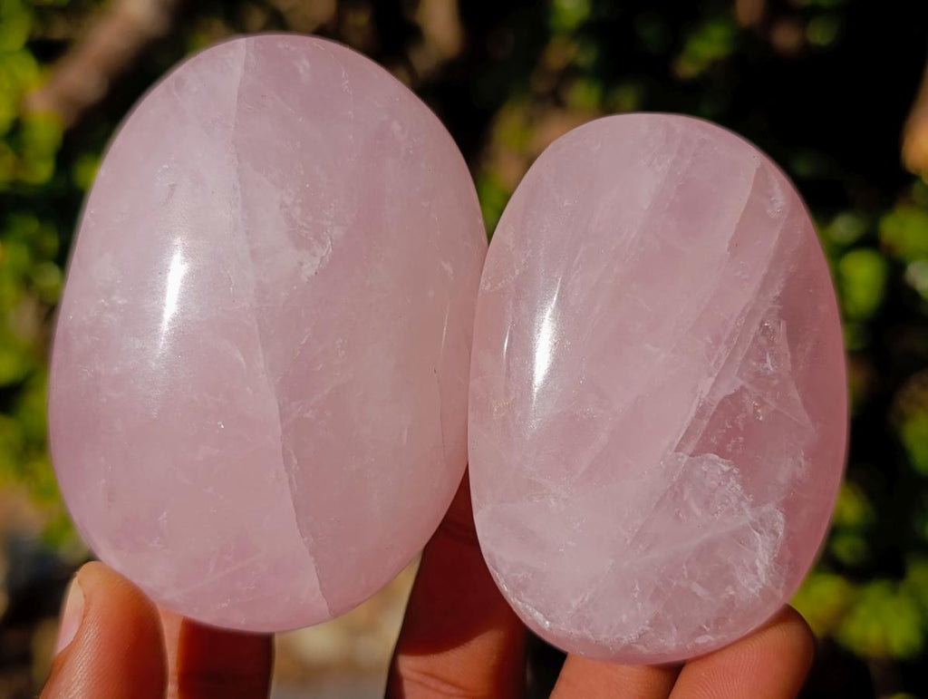 Polished Gemmy Rose Quartz Palm Stones x 29 From Madagascar - Toprock Gemstones and Minerals 