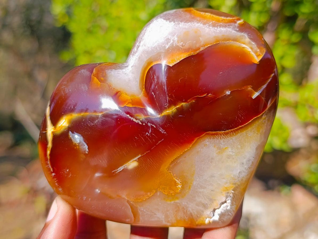 Polished Lemur Island Red Agate Crystalline Hearts x 3 From Nosy Varika, Madagascar - Toprock Gemstones and Minerals 