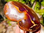 Polished Lemur Island Red Agate Crystalline Hearts x 3 From Nosy Varika, Madagascar - Toprock Gemstones and Minerals 