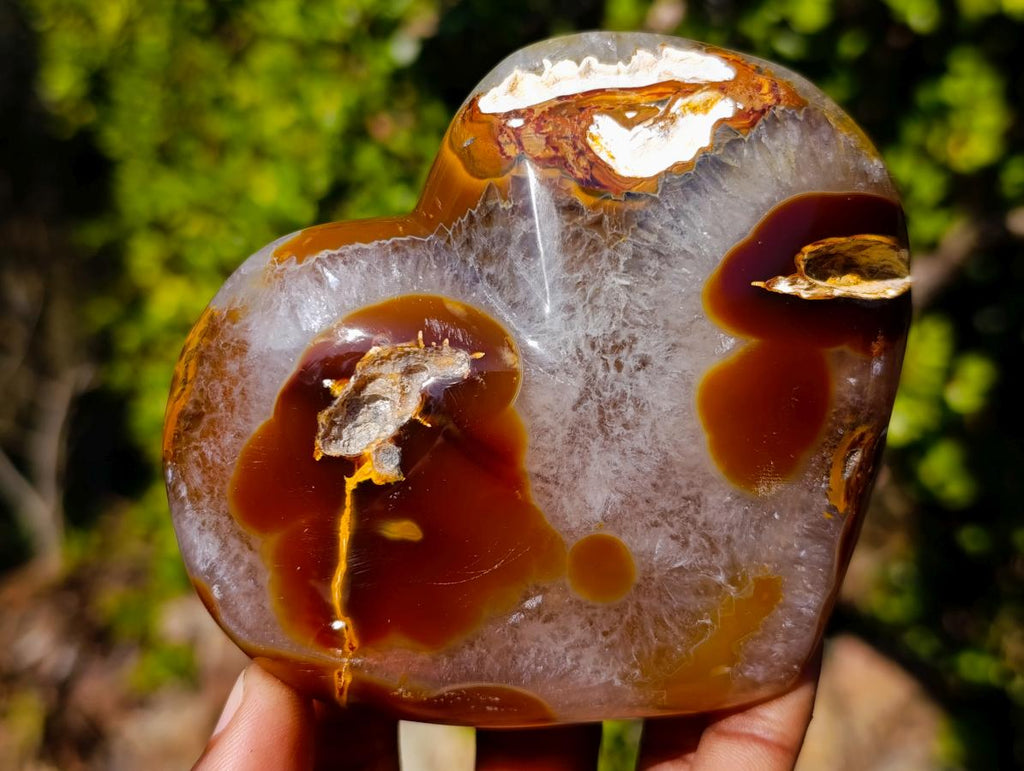 Polished Lemur Island Red Agate Crystalline Hearts x 3 From Nosy Varika, Madagascar - Toprock Gemstones and Minerals 
