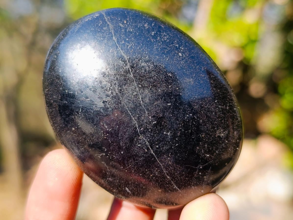 Polished Black Tourmaline Galets x 12 From Madagascar - Toprock Gemstones and Minerals 