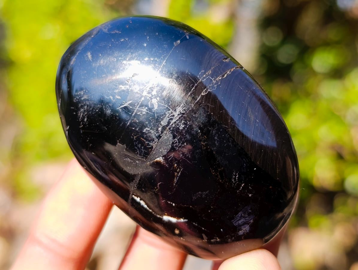 Polished Black Tourmaline Galets x 12 From Madagascar - Toprock Gemstones and Minerals 