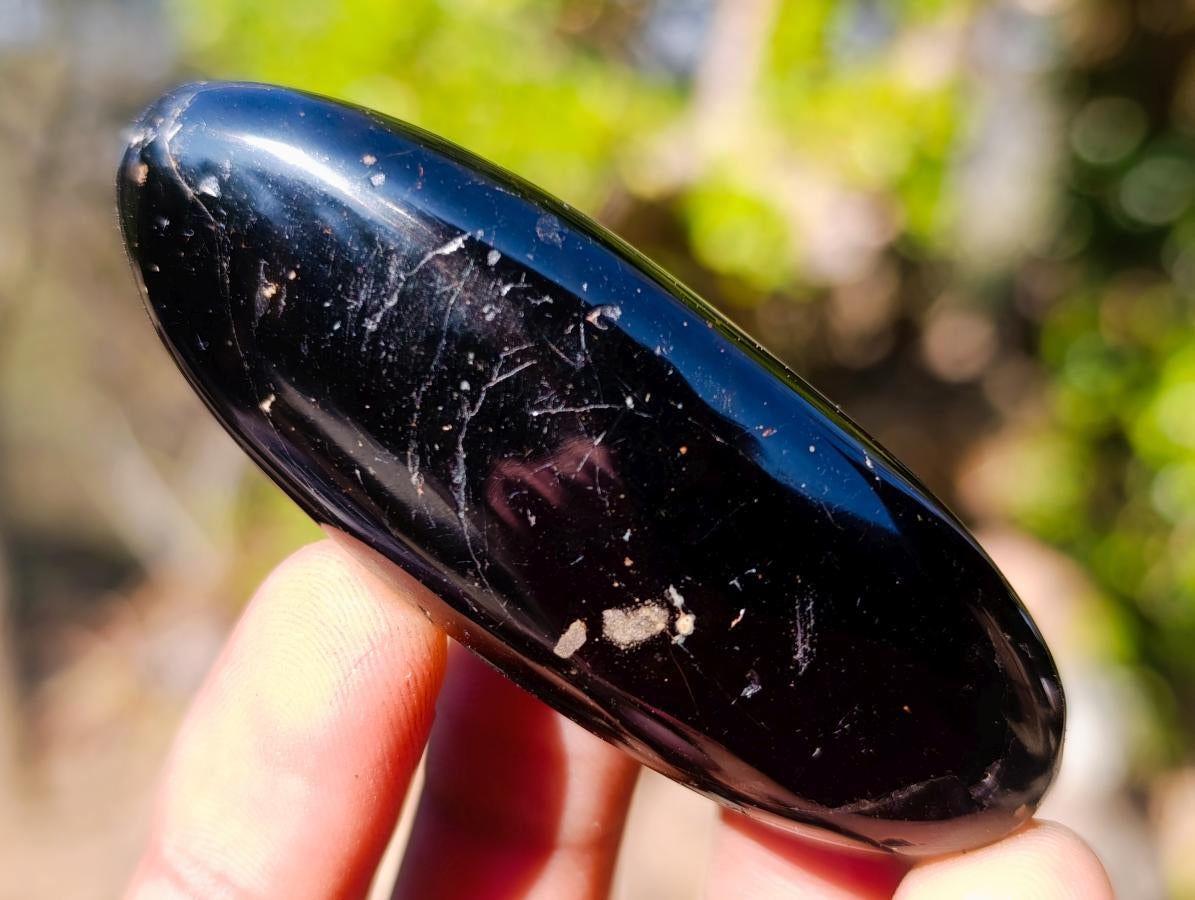 Polished Black Tourmaline Galets x 12 From Madagascar - Toprock Gemstones and Minerals 