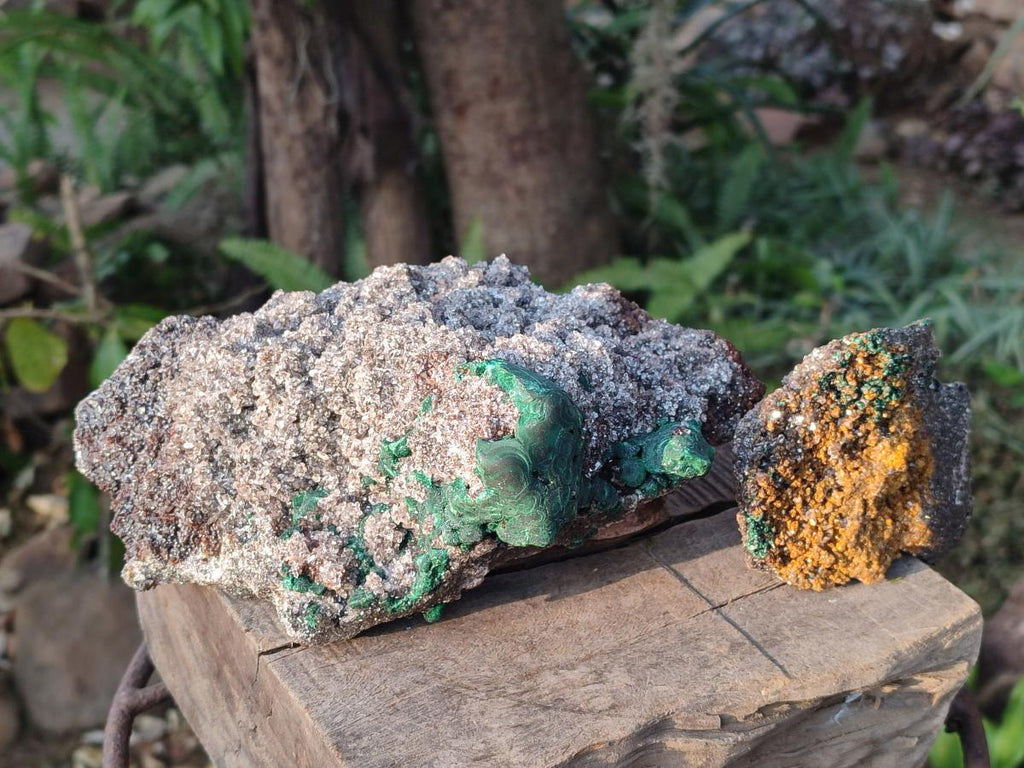 Natural Ball Malachite Specimens on Dolomite x 2 From Mindingi Mine, Congo - Toprock Gemstones and Minerals 
