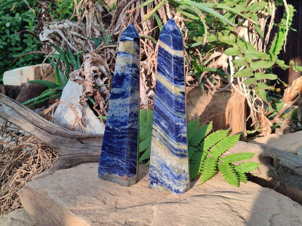 Polished Large Sodalite Display Towers x 2 From Kunene River, Namibia - Toprock Gemstones and Minerals 
