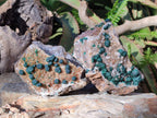Natural Ball Malachite Specimens Coated with Drusy Quartz on Dolomite x 2 From Mindingi Mine, Congo - Toprock Gemstones and Minerals 