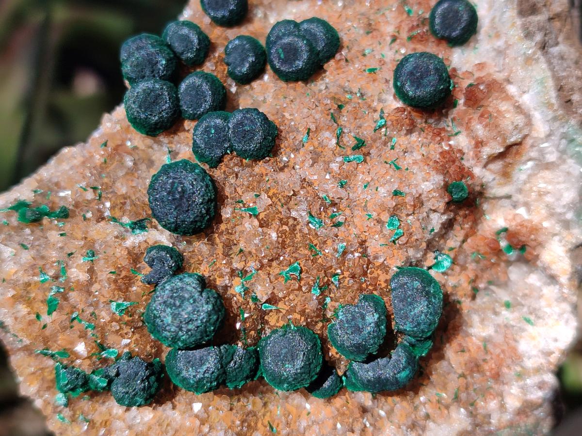 Natural Ball Malachite Specimens Coated with Drusy Quartz on Dolomite x 2 From Mindingi Mine, Congo - Toprock Gemstones and Minerals 