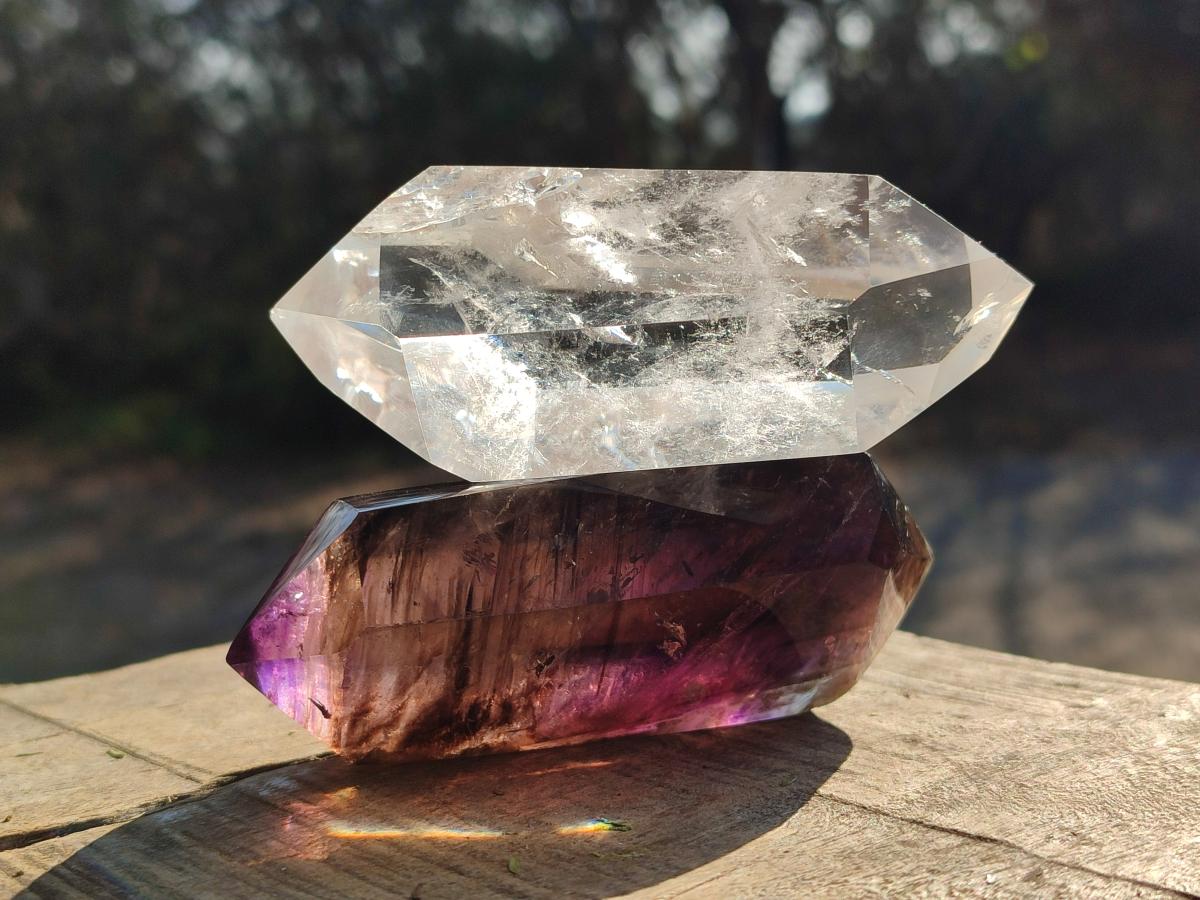 Polished Mixed Multi Mineral Double Terminated Crystals x 6 From Madagascar - Toprock Gemstones and Minerals 