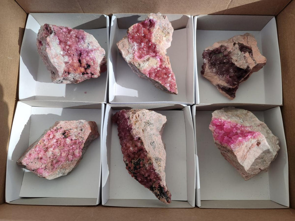 Natural Spherocobaltite Specimens x 6 From Musonoi Mine, Congo - Toprock Gemstones and Minerals 