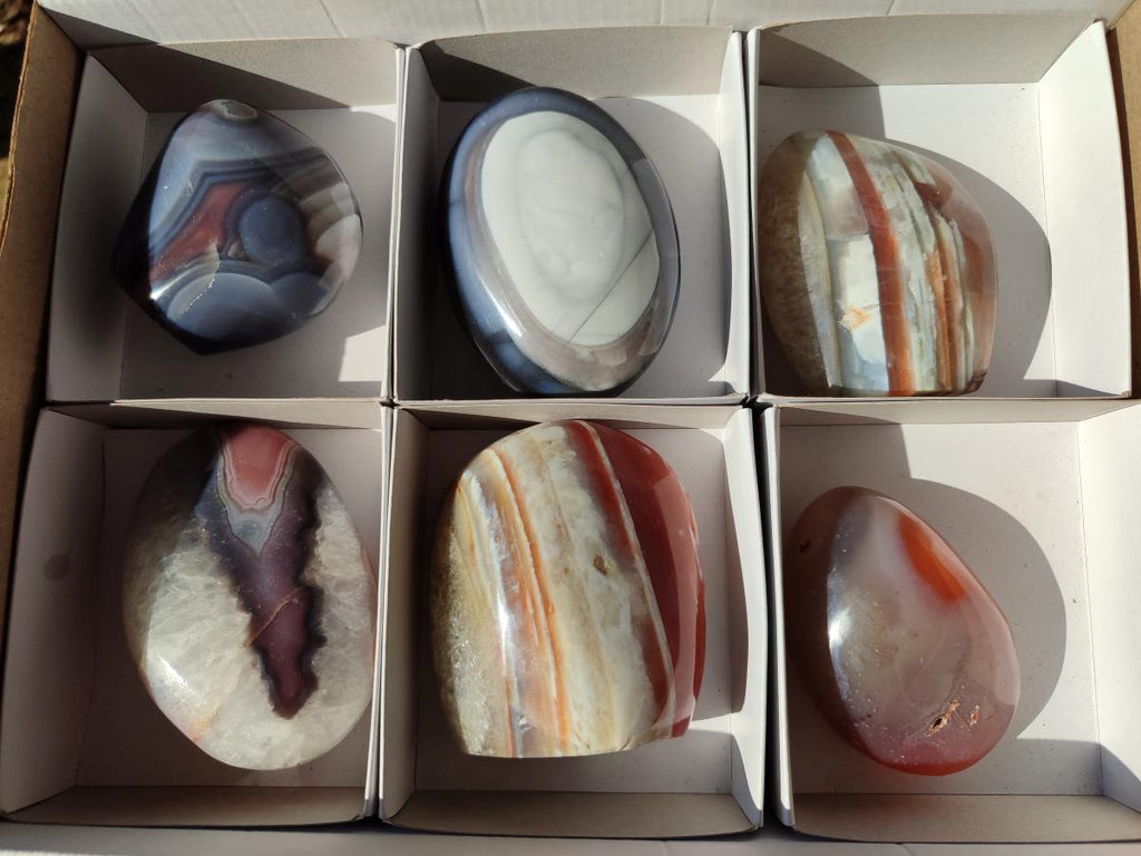 Polished Red Shashe River Agate Standing Display Pieces and Free Forms x 6 From Shashe River, Zimbabwe - Toprock Gemstones and Minerals 
