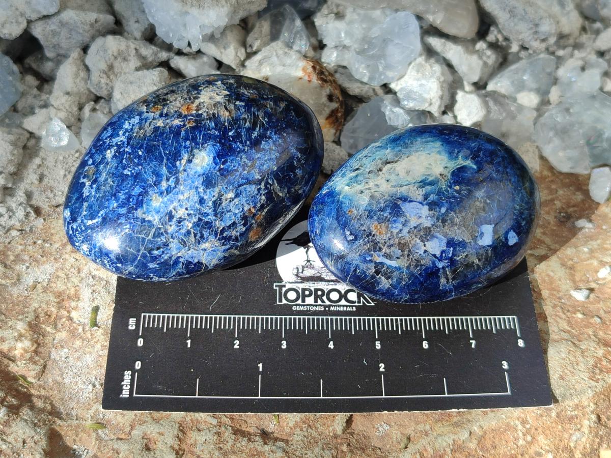 Polished Rare Dumortierite Galets x 24 From Madagascar - Toprock Gemstones and Minerals 
