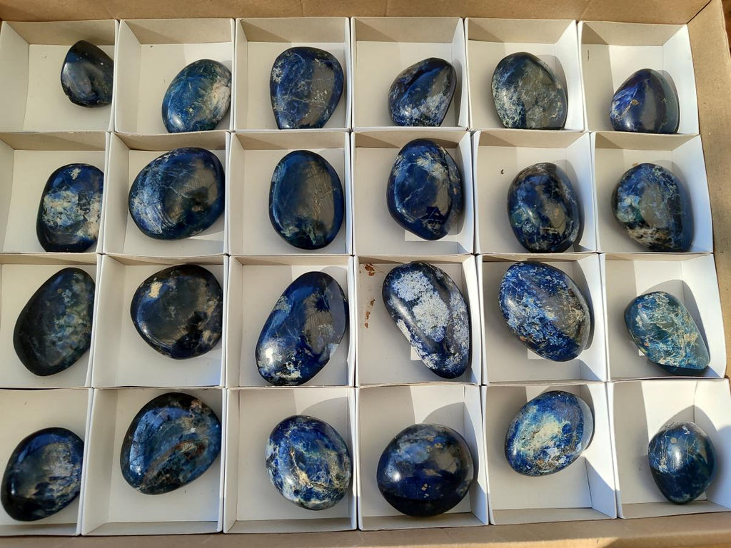 Polished Rare Dumortierite Galets x 24 From Madagascar - Toprock Gemstones and Minerals 