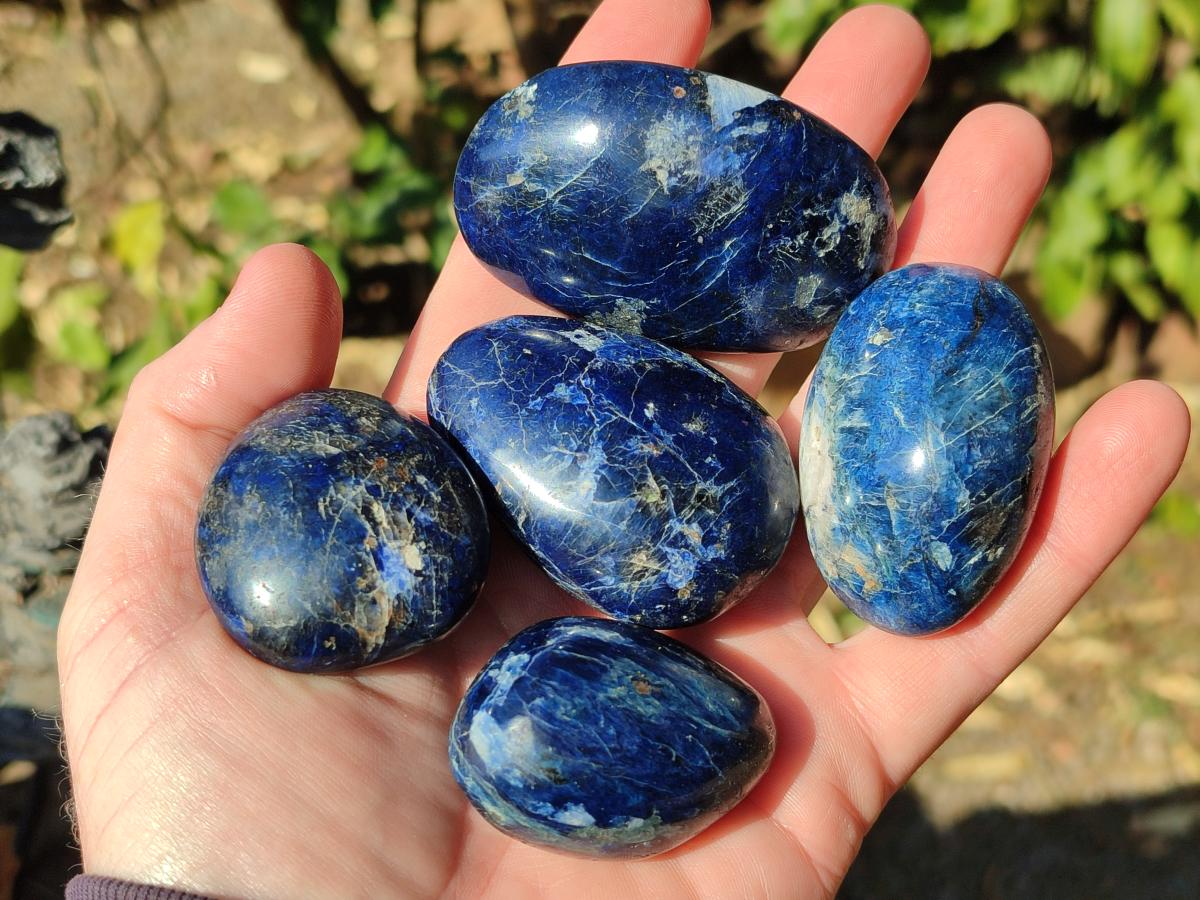 Polished Rare Dumortierite Galets x 24 From Madagascar - Toprock Gemstones and Minerals 